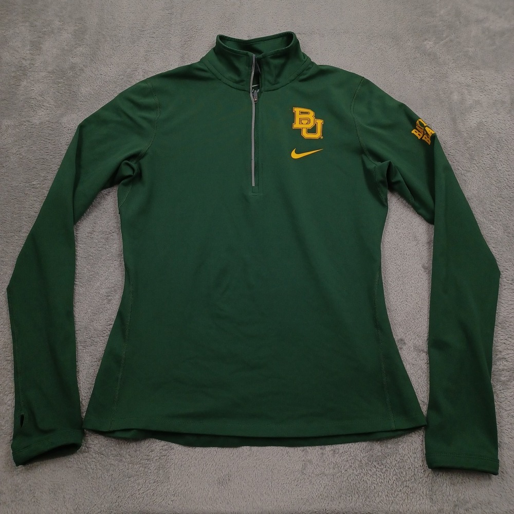 Baylor Bears Sweater Womens Medium Green 1/4 ZIp Nike Dri Fit